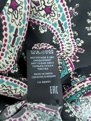 Black Silk Paisley Print Blouse
