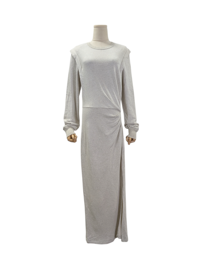 Beige Long Sleeved Cotton Sweat Dress