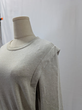 Beige Long Sleeved Cotton Sweat Dress