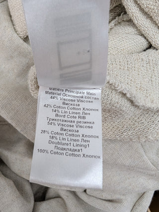 Beige Long Sleeved Cotton Sweat Dress