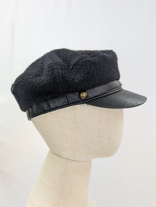 Wool Felt Marine Cap With Leather Bill