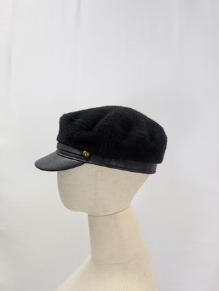 Wool Felt Marine Cap With Leather Bill