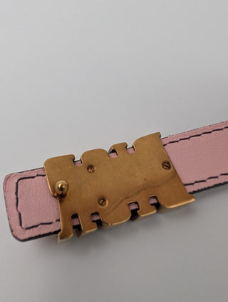 Pink Leather Belt With Logo Buckle
