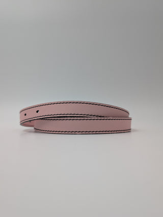 Pink Leather Belt With Logo Buckle