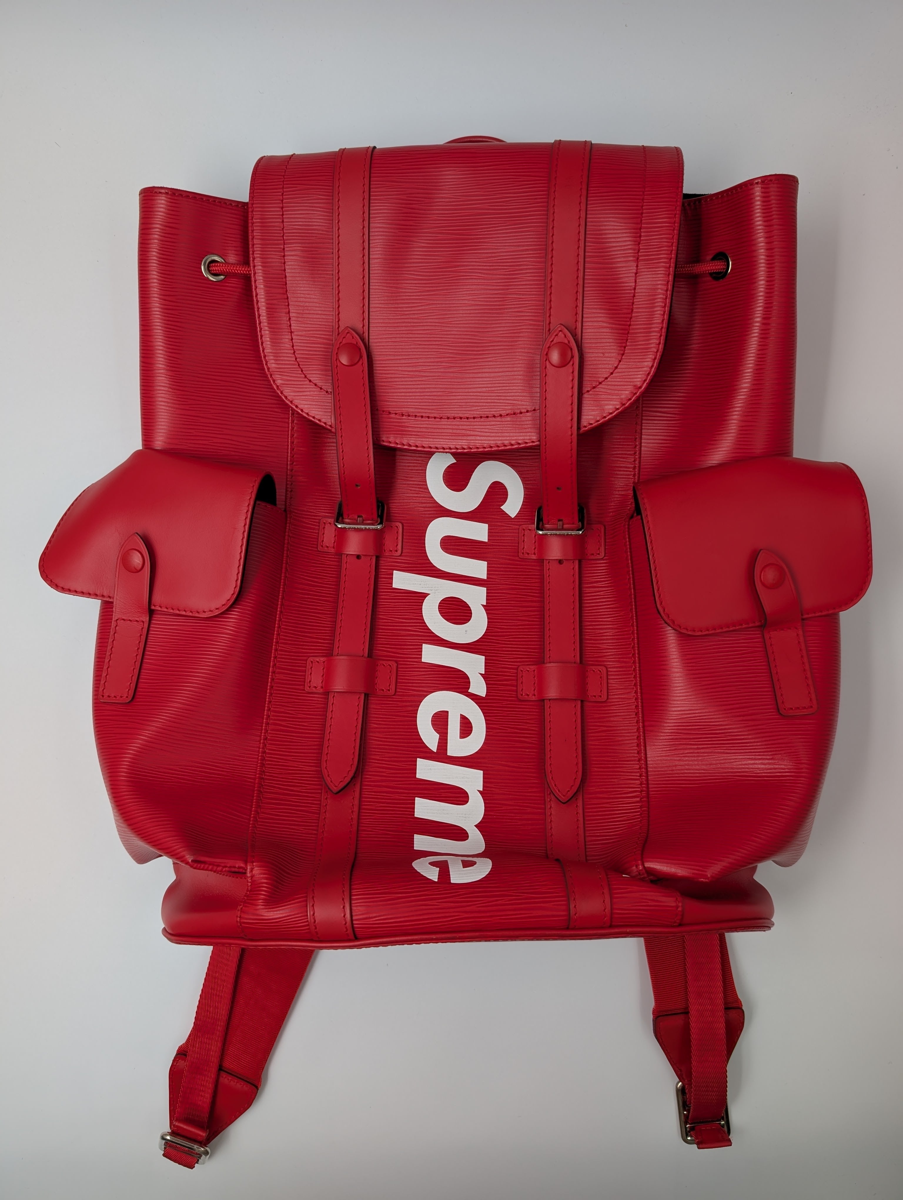 fake supreme x louis vuitton backpack Louis Vuitton x Supreme Red 2017 Christopher MM Backpack – Now From Then