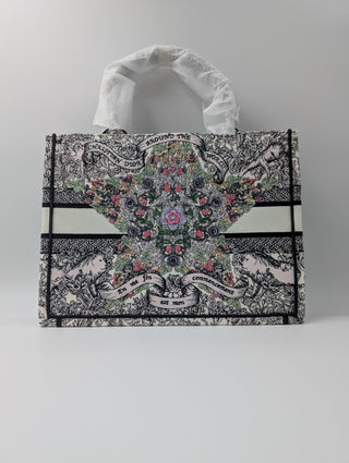 Medium Book Tote with Multicolor "Around The World" Motif