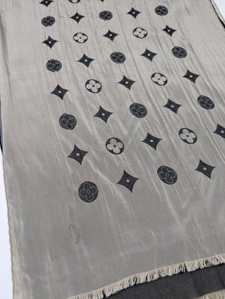 Louis Vuitton Black And Dark Beige Chiffon Layered Scarf