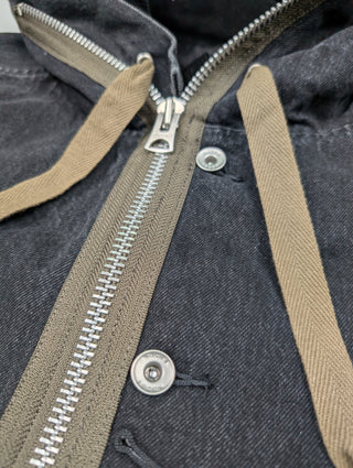 Black Zip Up Denim Hooded Jacket