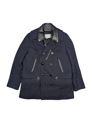 Wool Coat With Leather Docking Jacket