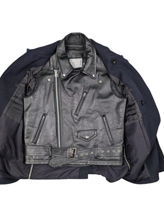 Wool Coat With Leather Docking Jacket