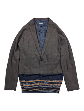 Two-Toned Wool Jacket With A Knitted Hem