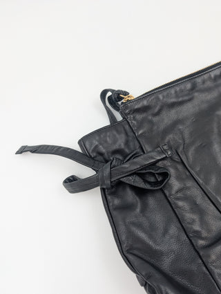 Black Leather Zip Clutch