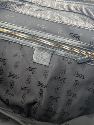 Black Leather Zip Clutch