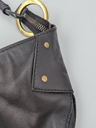 Brown Lambskin Moon Hobo Shoulder Bag