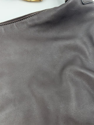 Brown Lambskin Moon Hobo Shoulder Bag