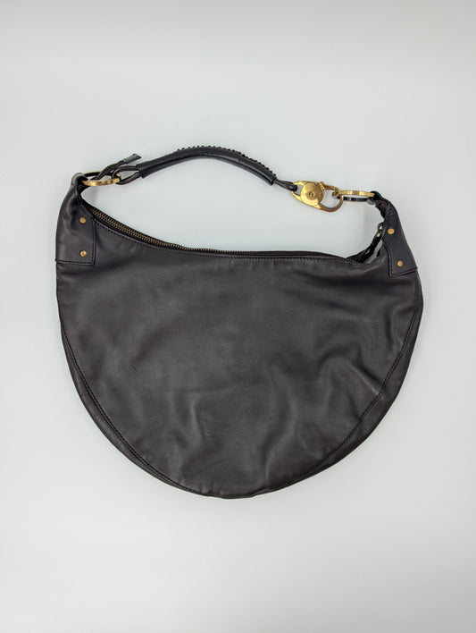Brown Lambskin Moon Hobo Shoulder Bag
