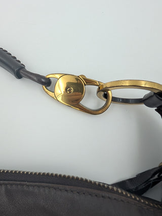 Brown Lambskin Moon Hobo Shoulder Bag