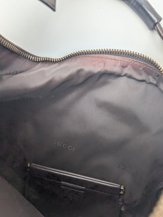 Brown Lambskin Moon Hobo Shoulder Bag