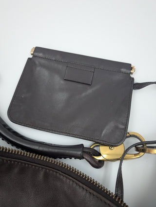 Brown Lambskin Moon Hobo Shoulder Bag
