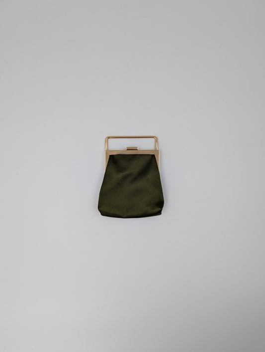 Olive Green Satin Mini Pouch
