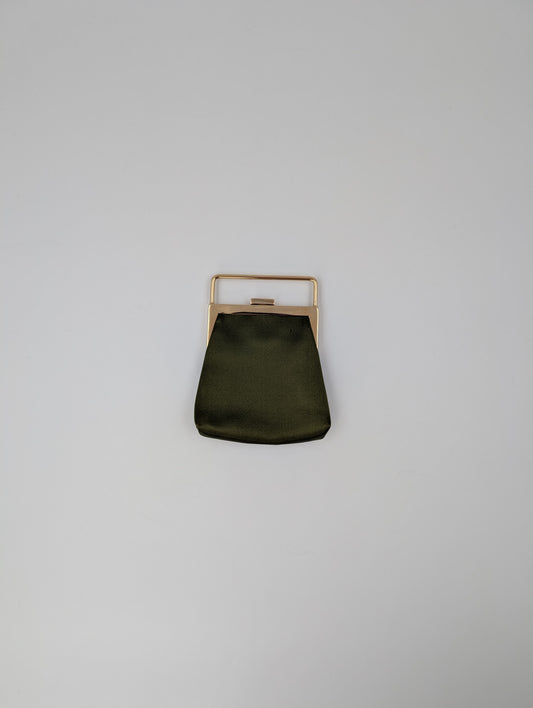 Olive Green Satin Mini Pouch