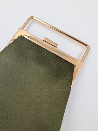 Olive Green Satin Mini Pouch