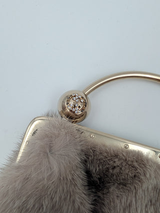 Beige Mink Fur Evening Handbag