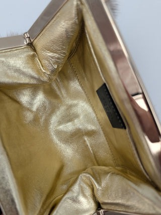 Beige Mink Fur Evening Handbag