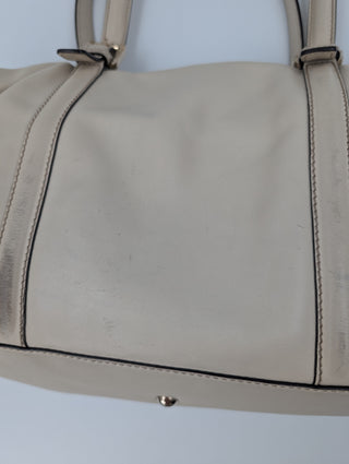 Beige Leather Bowling Bag