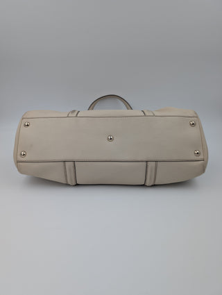 Beige Leather Bowling Bag