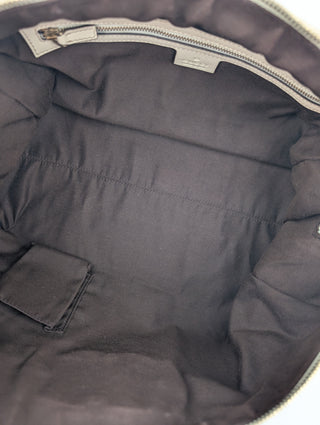 Beige Leather Bowling Bag