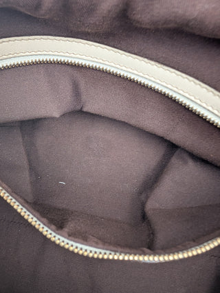 Beige Leather Bowling Bag