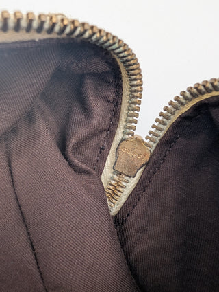 Beige Leather Bowling Bag