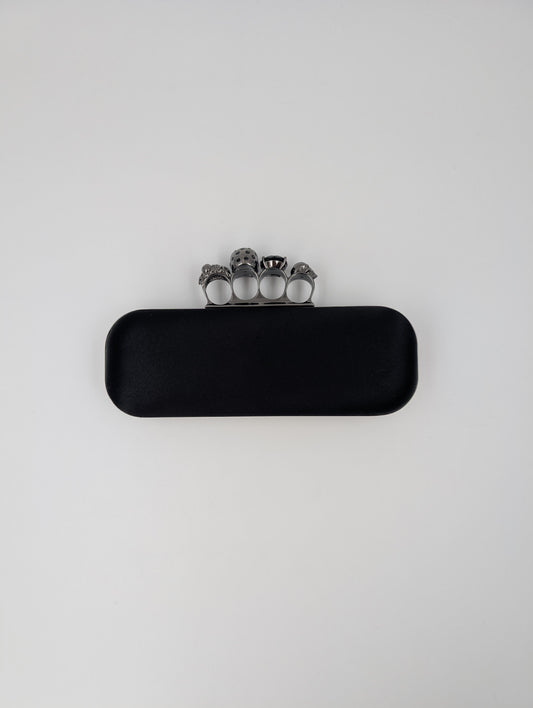 Black Skull Knuckle Silk Clutch