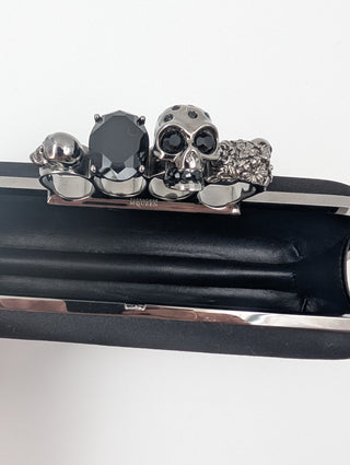 Black Skull Knuckle Silk Clutch
