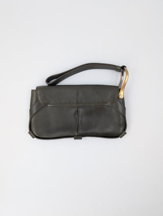 Olive Green Leather Clutch