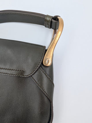 Olive Green Leather Clutch