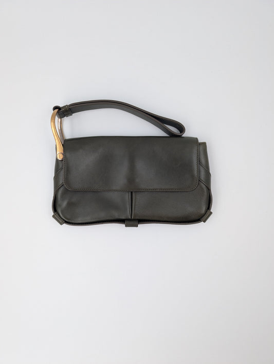 Olive Green Leather Clutch