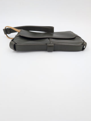 Olive Green Leather Clutch