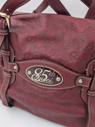 Burgundy Guccissima 85th Anniversary Boston Bag
