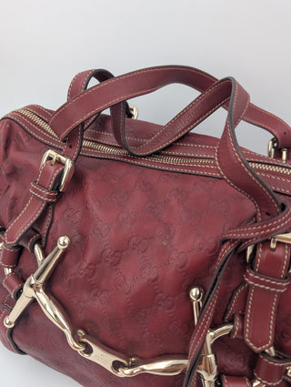 Burgundy Guccissima 85th Anniversary Boston Bag