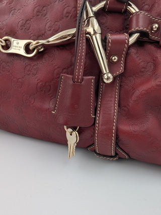 Burgundy Guccissima 85th Anniversary Boston Bag