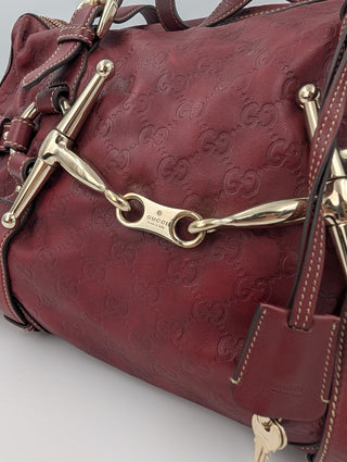 Burgundy Guccissima 85th Anniversary Boston Bag