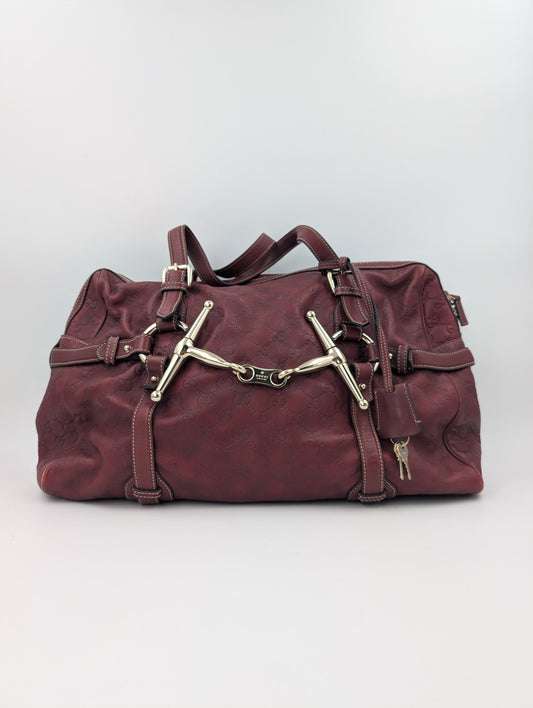 Burgundy Guccissima 85th Anniversary Boston Bag