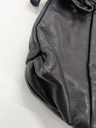 Black Leather Zip Clutch