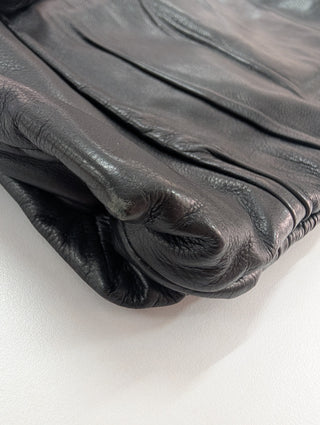 Black Leather Zip Clutch