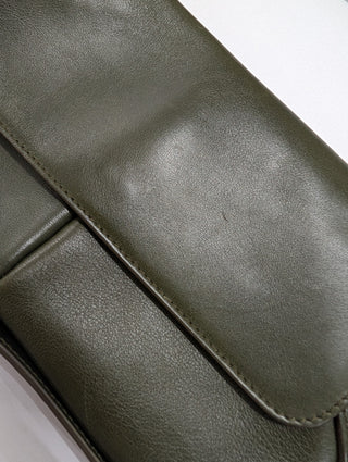 Olive Green Leather Clutch