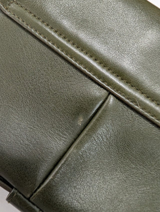 Olive Green Leather Clutch