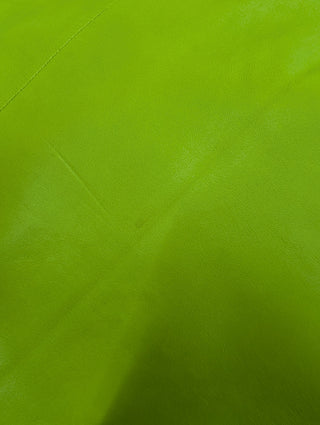 Lime Green V-Neck Leather Sleevless Dress