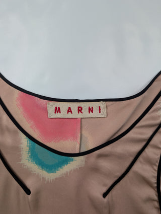 Pink And Floral Top With Black Braiding